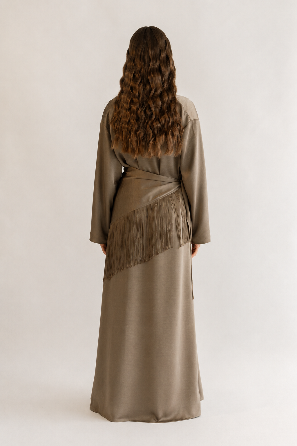 Layl Fringe Abaya Taupe