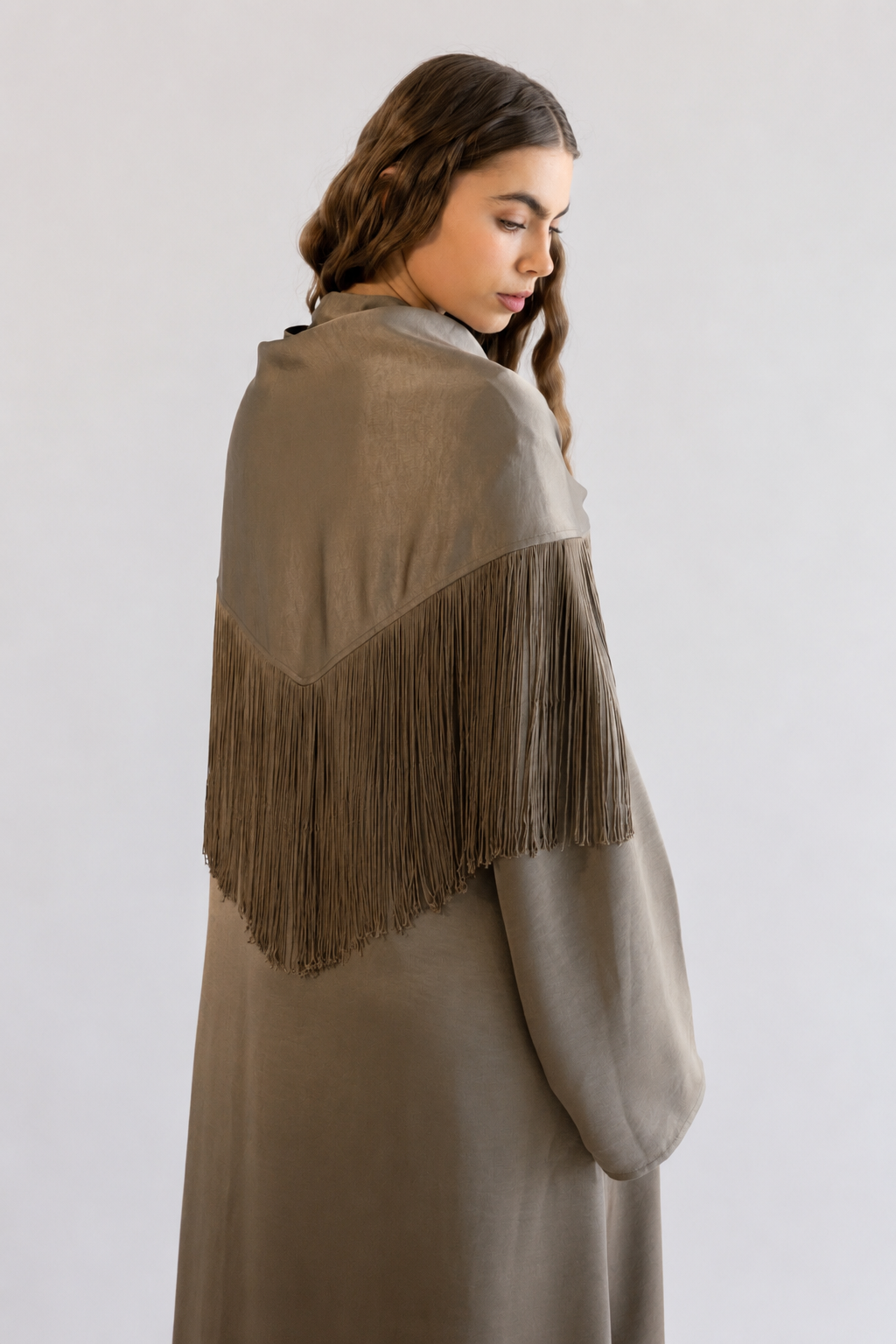 Layl Fringe Abaya Taupe