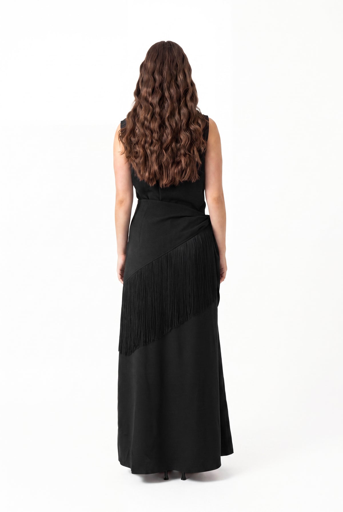 Layl Fringe Abaya Black