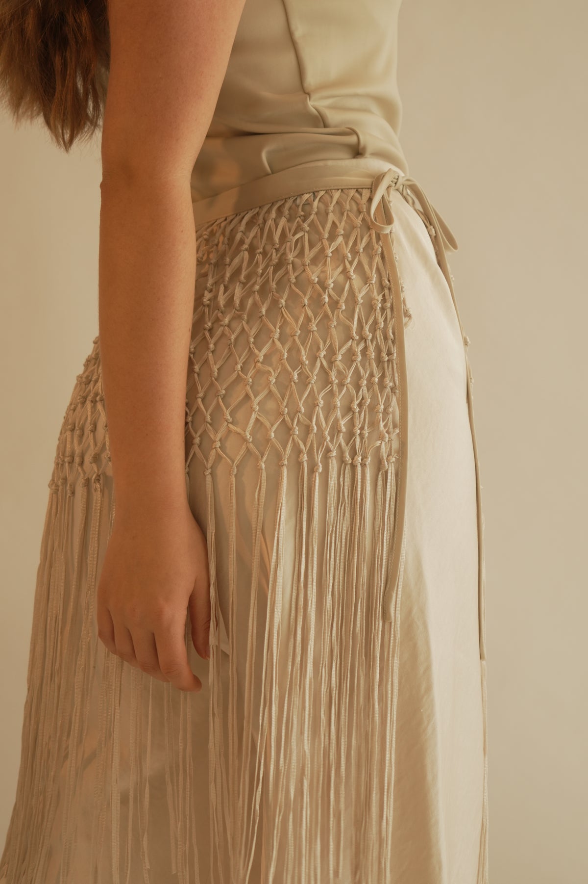 Kayal Fringe Signature Belt Ivory