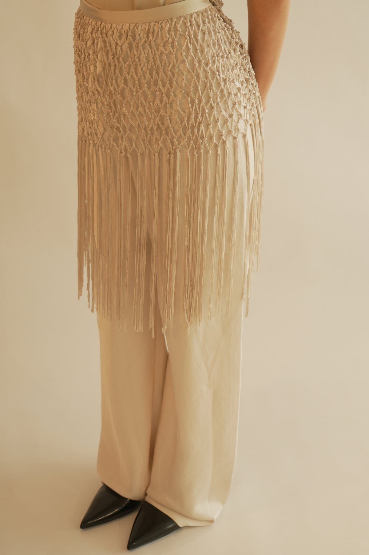 Kayal Fringe Signature Belt Ivory