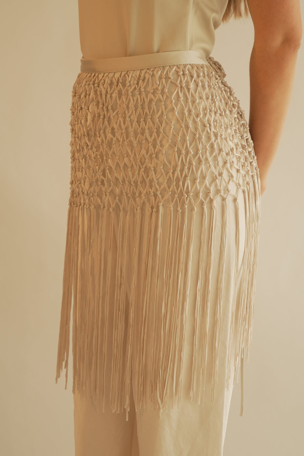 Kayal Fringe Signature Belt Ivory